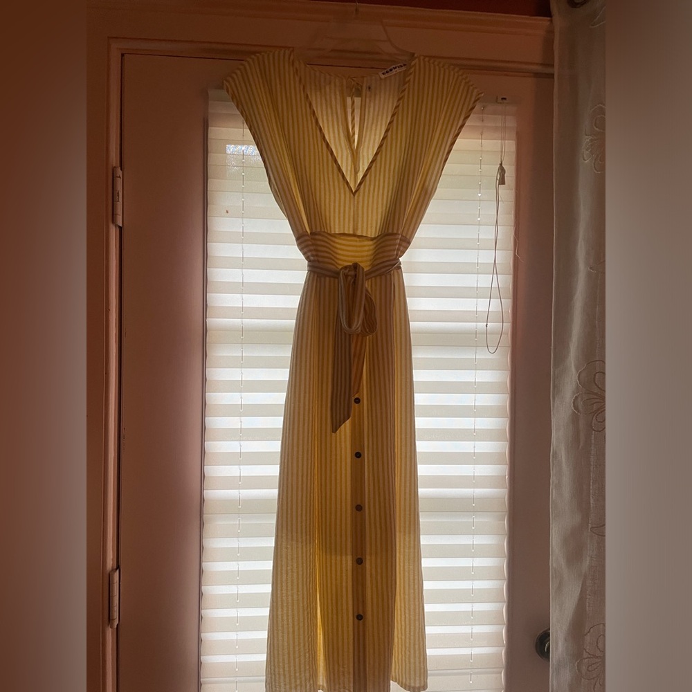 Yellow and white striped dress